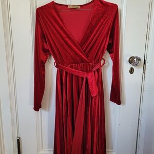 Elegant Red Long Sleeve Dress
